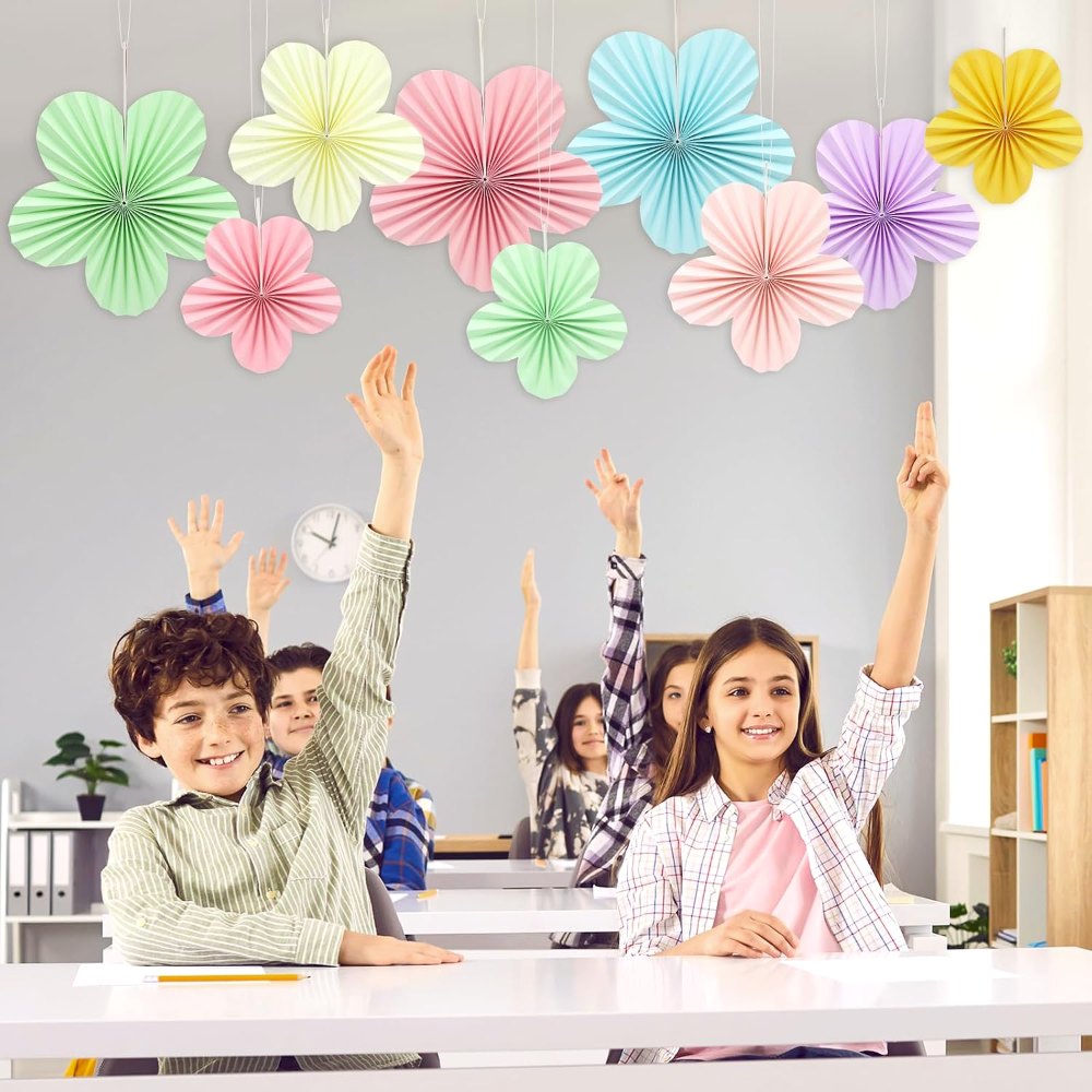 Pastel Paper Flowers Decorations for Party Wall Classroom, view 5