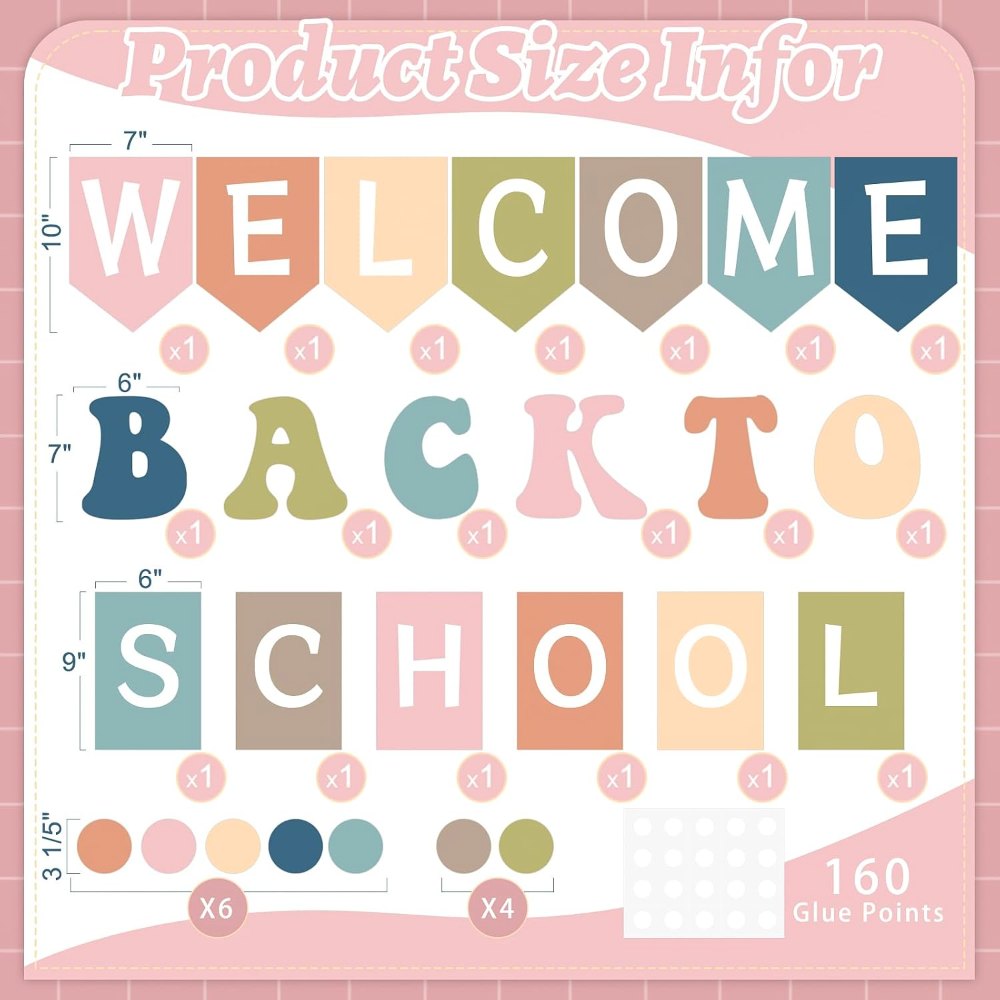 Pastel Welcome Back to School Bulletin Board Decor Set of, view 2