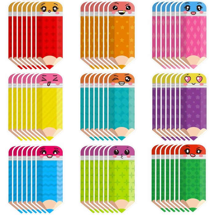 Pencil Cutouts Colorful Name Tags for Classroom Back to