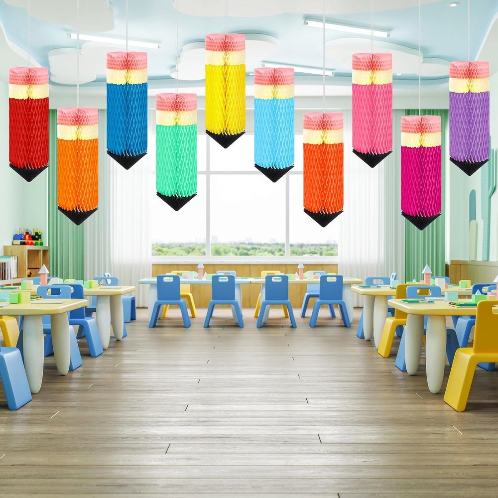 Pencil Hanging Honeycombs Classroom Decor - Back to, view 5