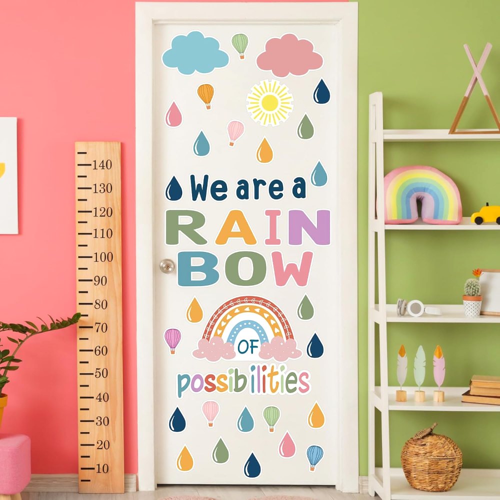 Rainbow Bulletin Board Set Decorations Boho Classroom, view 7