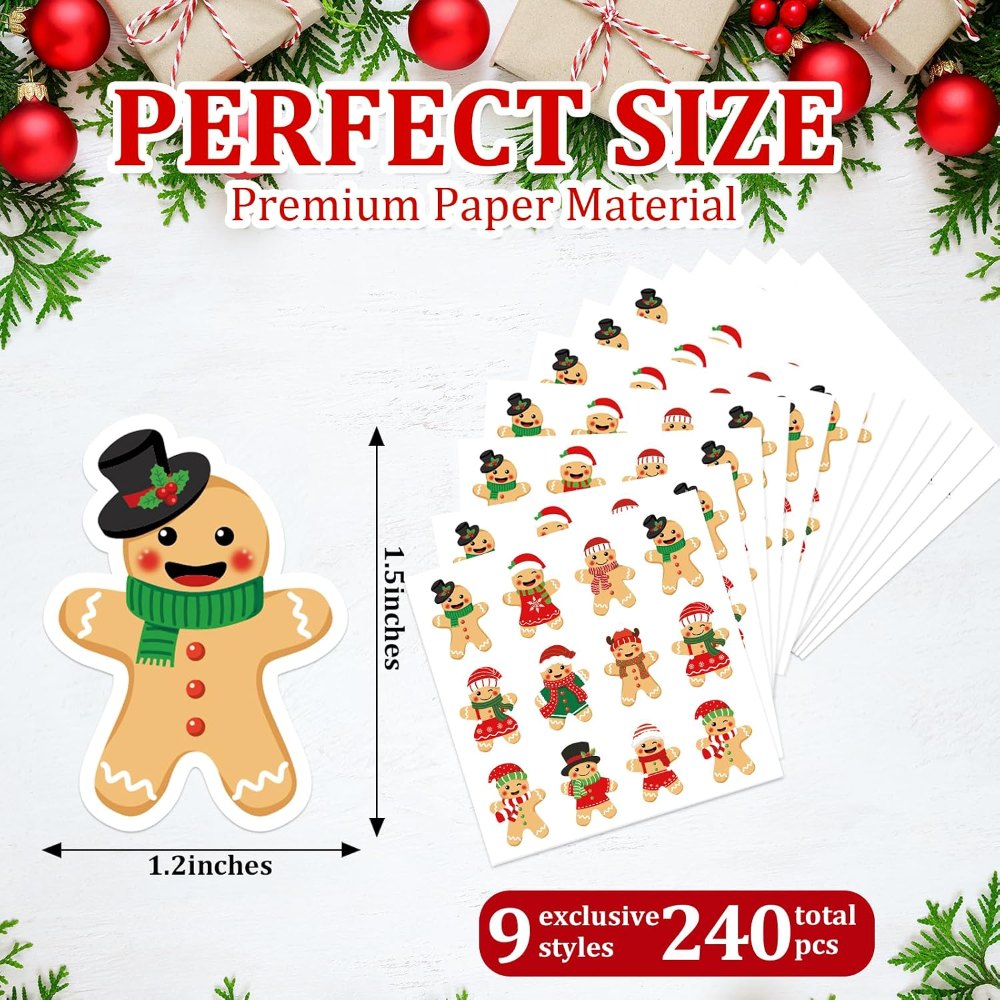 Small Christmas Stickers Gingerbread Man Decals, view 2