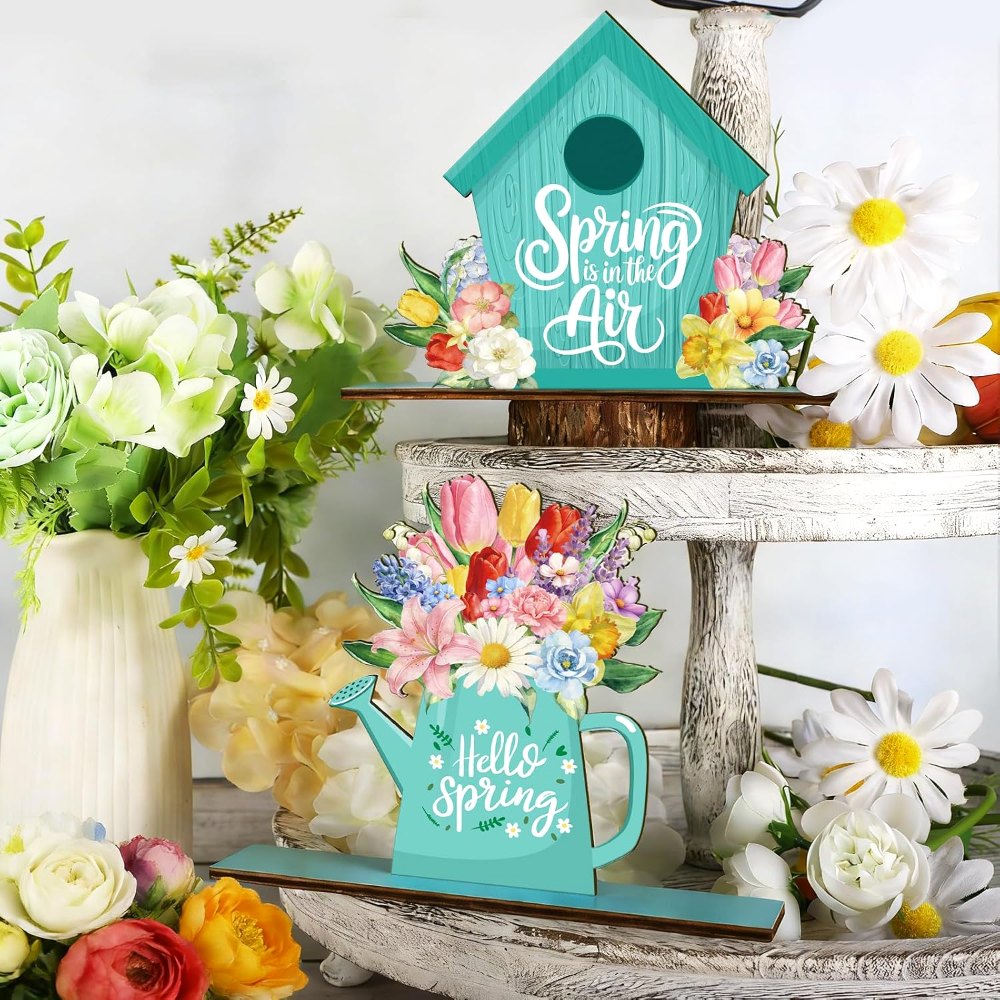 Spring Decorations for Home Hello Spring Easter Wooden, view 4