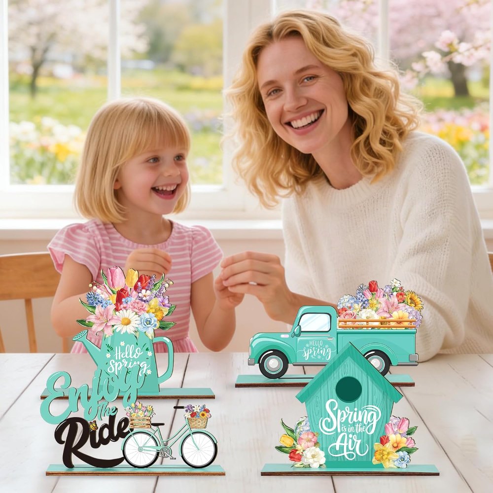 Spring Decorations for Home Hello Spring Easter Wooden, view 7