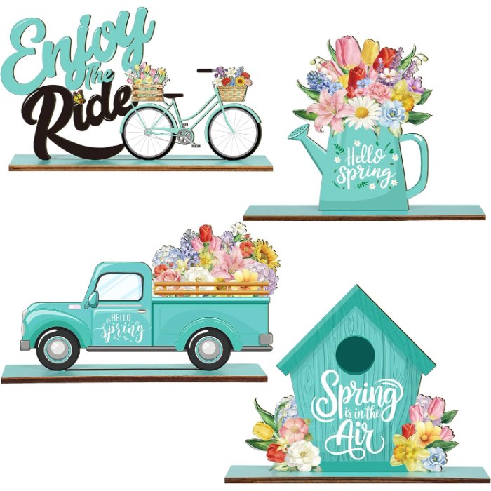 Spring Decorations for Home Hello Spring Easter Wooden