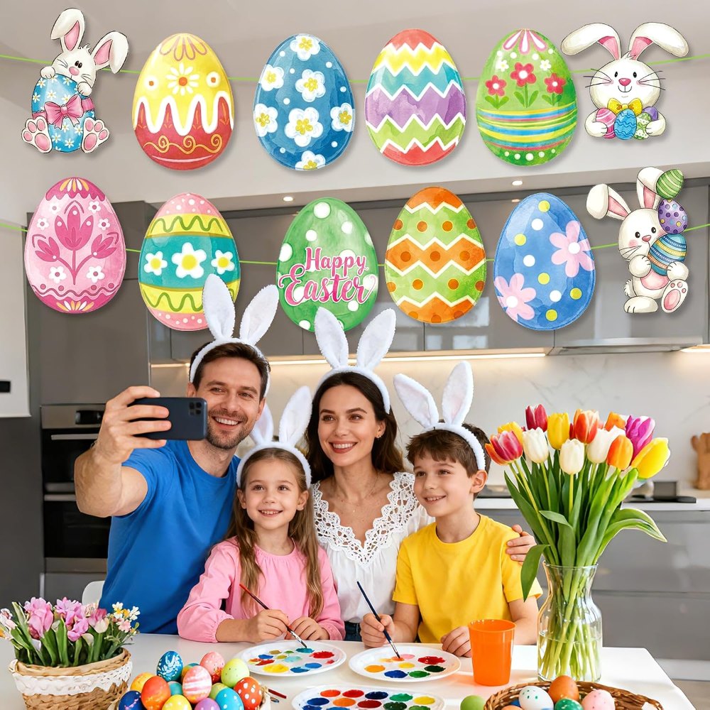 Spring Easter Egg Bunny Cutouts Decorations Cardboard, view 5