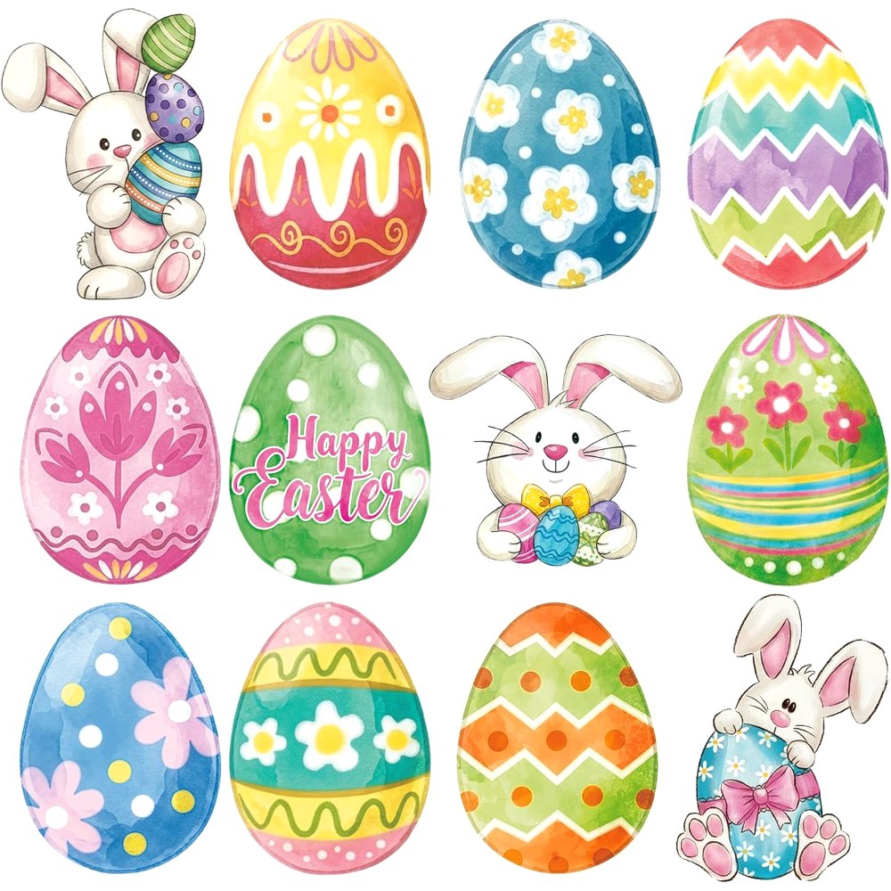 Spring Easter Egg Bunny Cutouts Decorations Cardboard