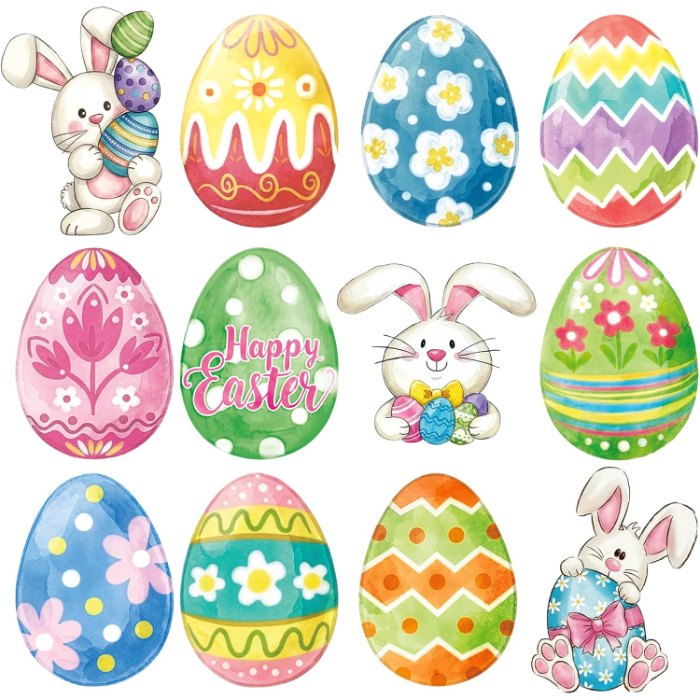 Spring Easter Egg Bunny Cutouts Decorations Cardboard