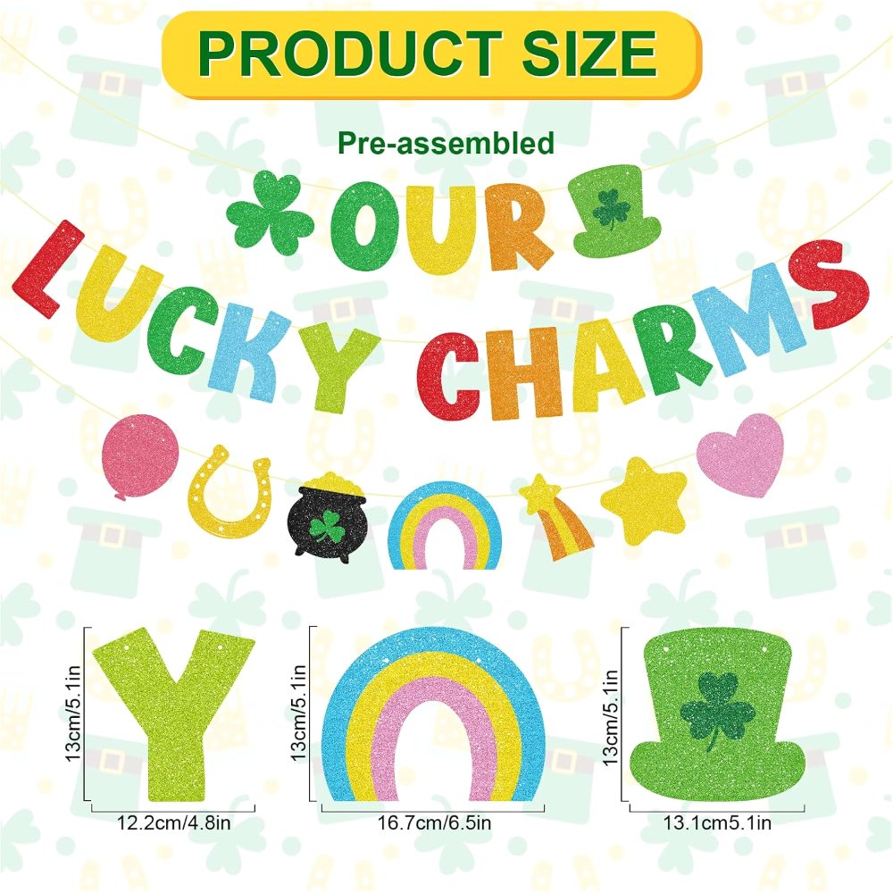 St Patricks Day Banner Glitter Our Lucky Charm Banner, view 2