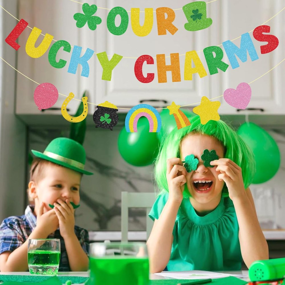 St Patricks Day Banner Glitter Our Lucky Charm Banner, view 7