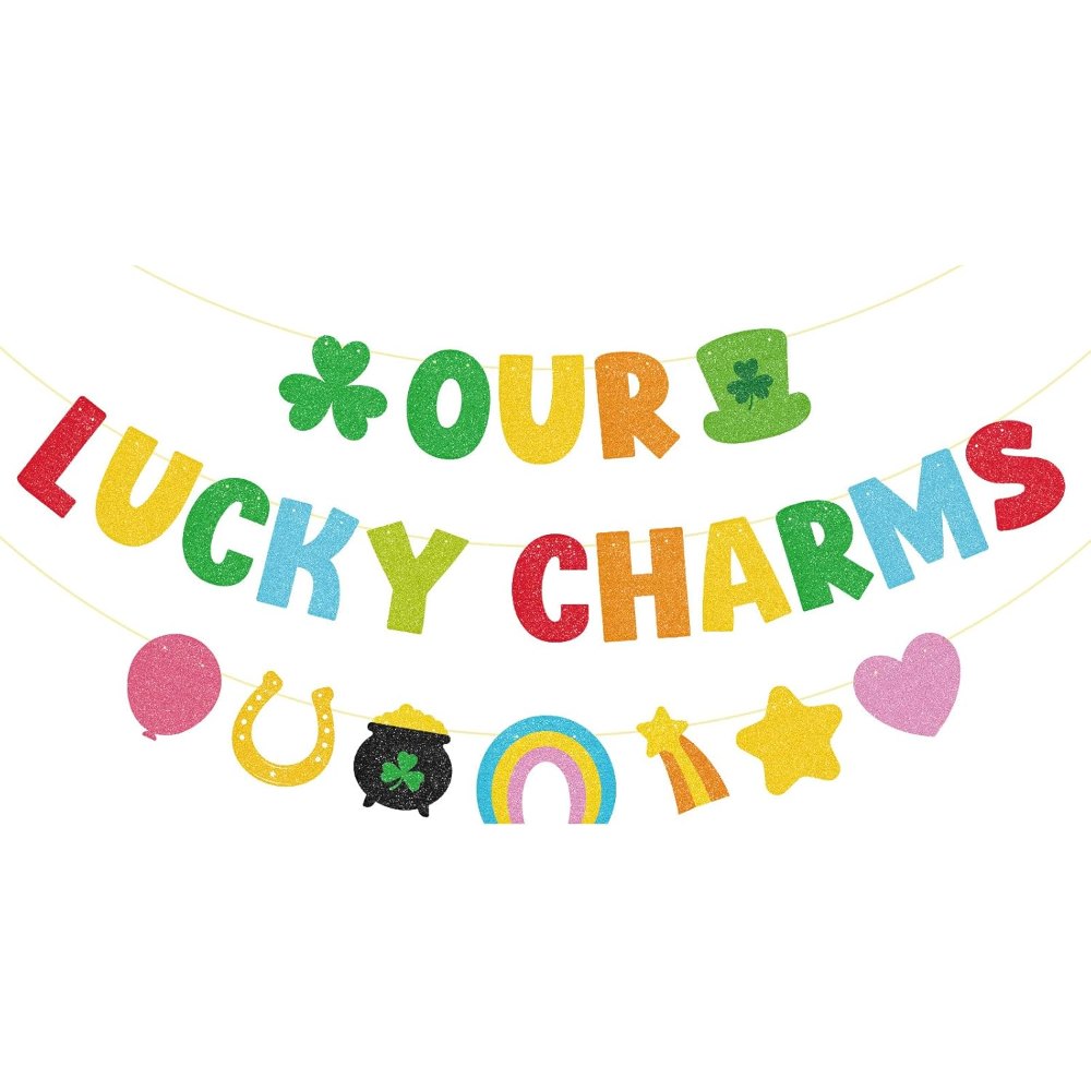St Patricks Day Banner Glitter Our Lucky Charm Banner