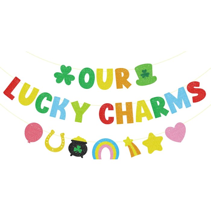 St Patricks Day Banner Glitter Our Lucky Charm Banner