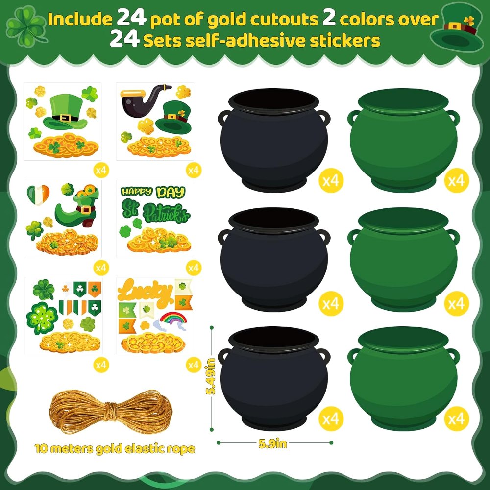 St. Patrick's Day Crafts for Kids 24 Packs Pot of Gold, view 2