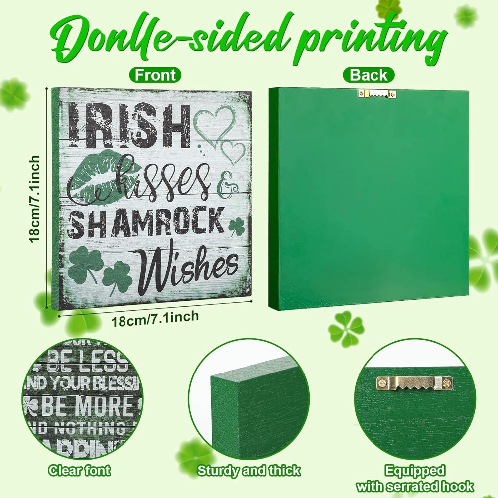 St Patrick's Day Decorations Shamrock Wood Blessing Box, view 3