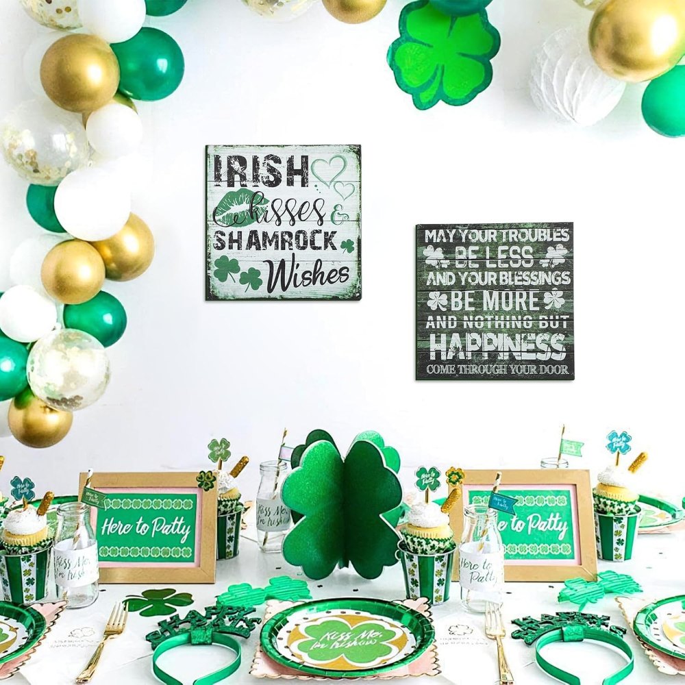 St Patrick's Day Decorations Shamrock Wood Blessing Box, view 5