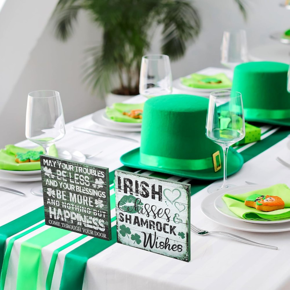 St Patrick's Day Decorations Shamrock Wood Blessing Box, view 6