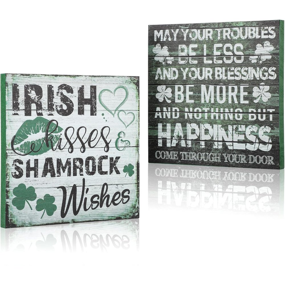 St Patrick's Day Decorations Shamrock Wood Blessing Box