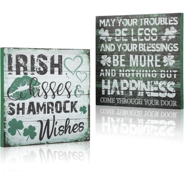 St Patrick's Day Decorations Shamrock Wood Blessing Box