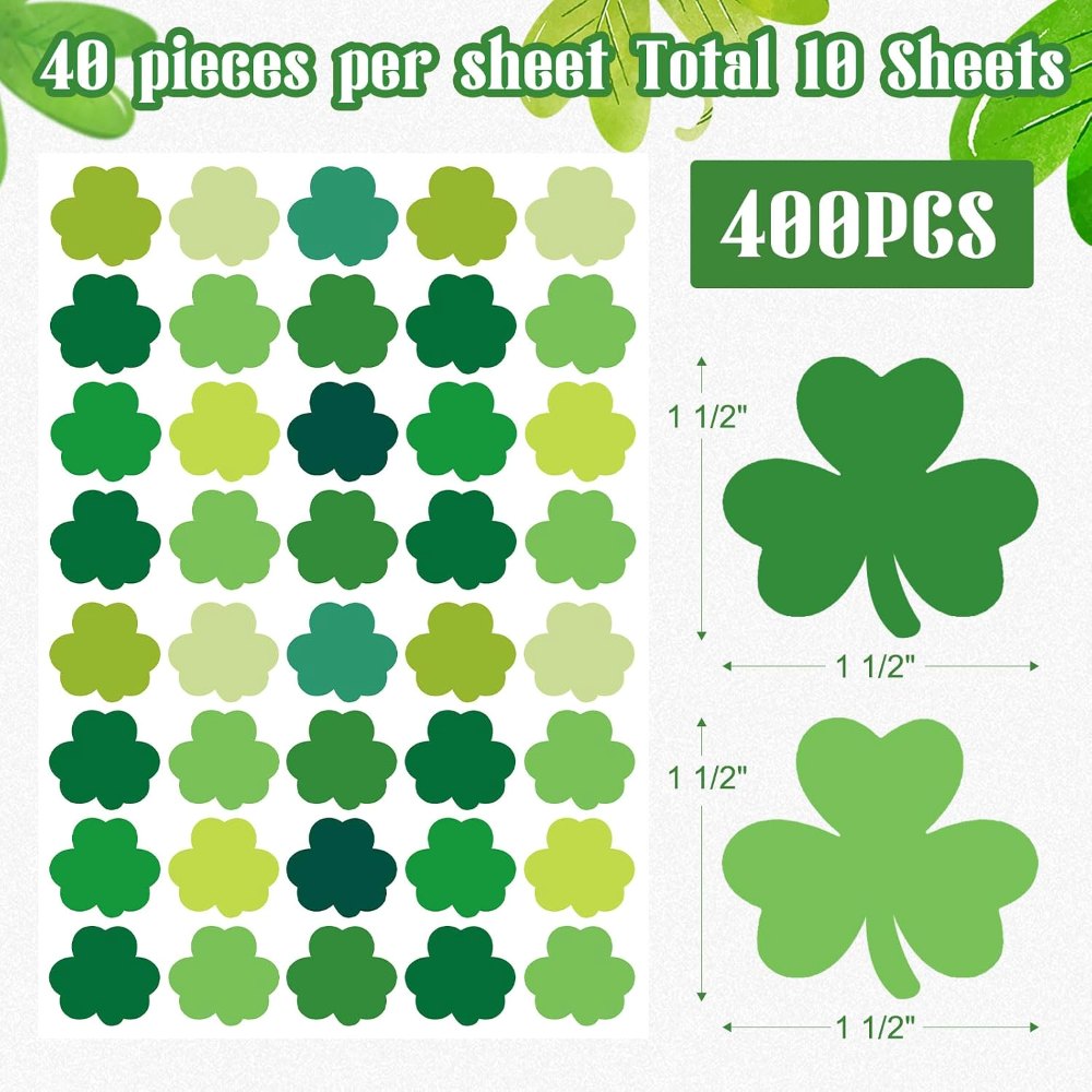 St. Patrick's Day Shamrock Stickers for St Patricks Day, 400 pieces, view 2