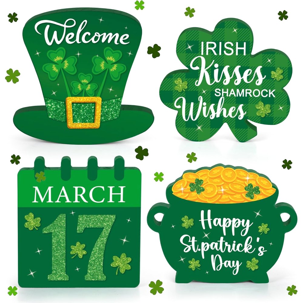 St. Patrick's Day Wooden Table Sign Lucky Shamrocks