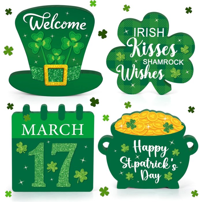 St. Patrick's Day Wooden Table Sign Lucky Shamrocks