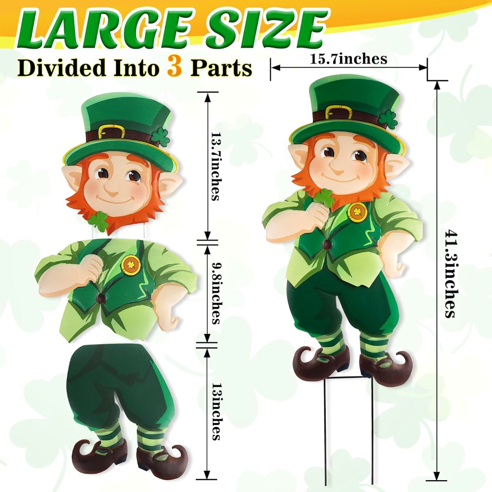 St. Patrick's Day Yard Signs Leprechaun Garden Stakes, view 2