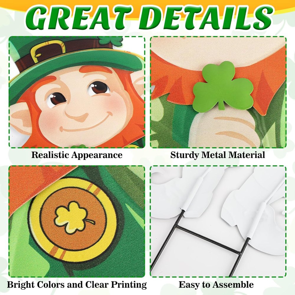 St. Patrick's Day Yard Signs Leprechaun Garden Stakes, view 3