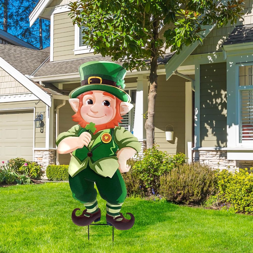 St. Patrick's Day Yard Signs Leprechaun Garden Stakes, view 4