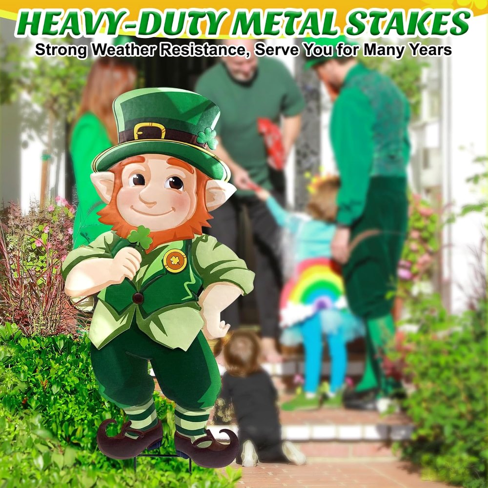 St. Patrick's Day Yard Signs Leprechaun Garden Stakes, view 6