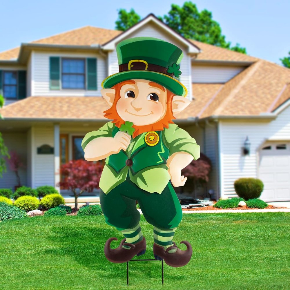 St. Patrick's Day Yard Signs Leprechaun Garden Stakes