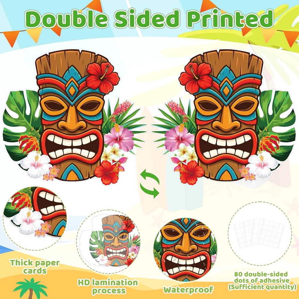 Summer Hawaiian Luau Party Decorations Cutouts Set, view 3
