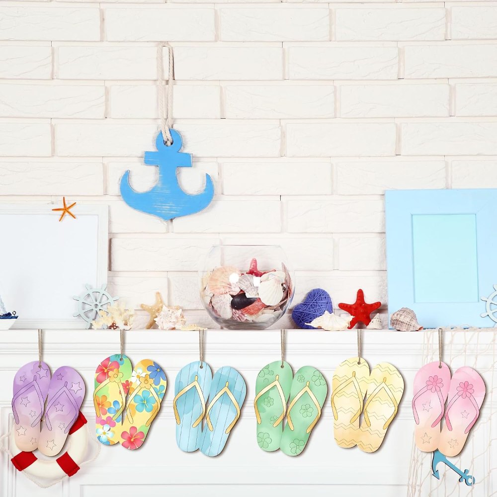 Summer Slippers Wood Crafts to Paint Set of 24, view 6