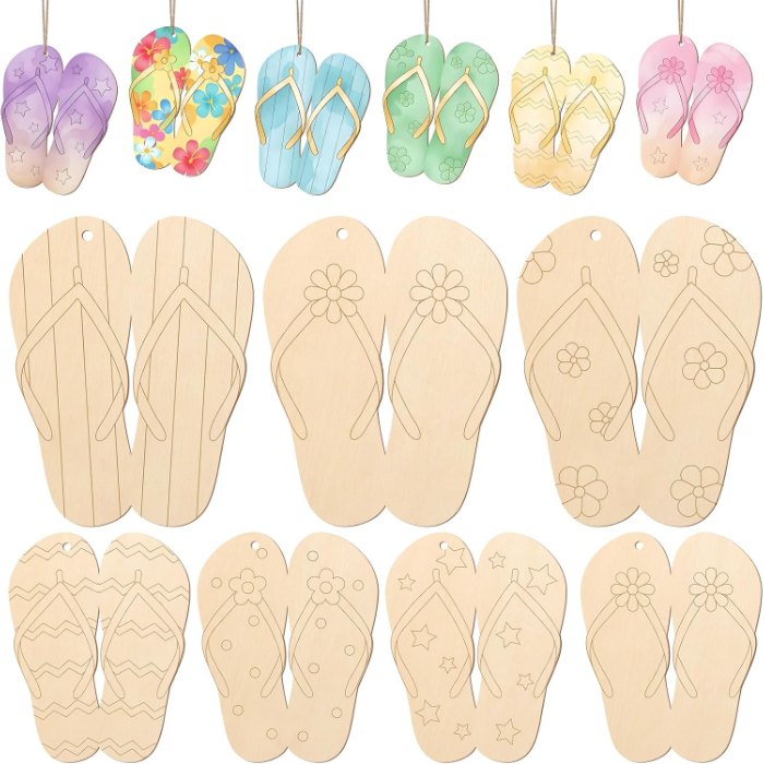 Summer Slippers Wood Crafts to Paint Set of 24