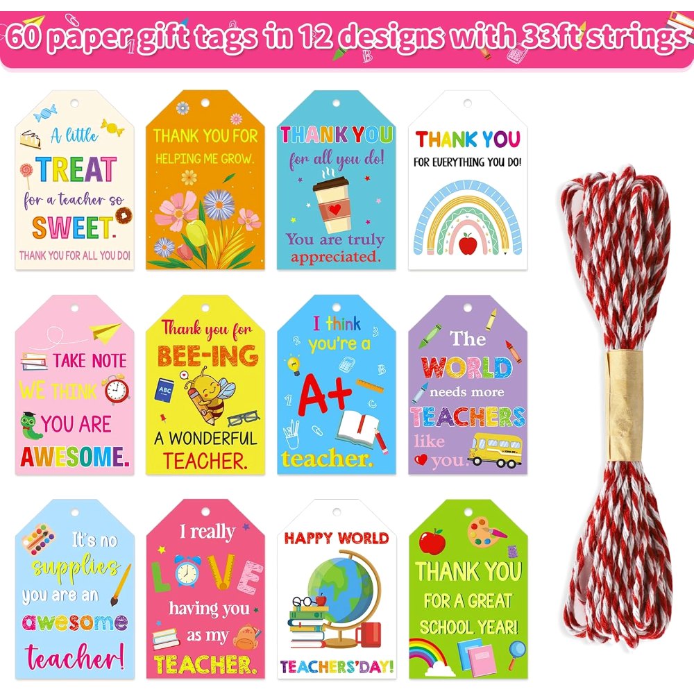 Thank You Teachers Tags with String Teacher Appreciation, view 2