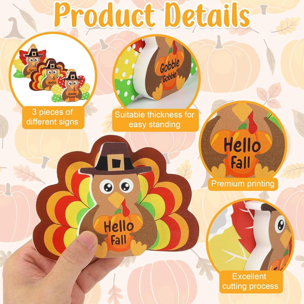 Thanksgiving Decorations for Home Turkey Wooden Block, view 2