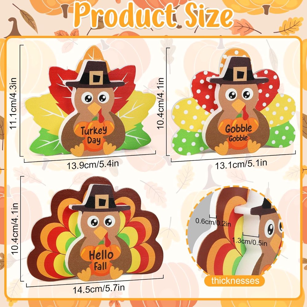 Thanksgiving Decorations for Home Turkey Wooden Block, view 3