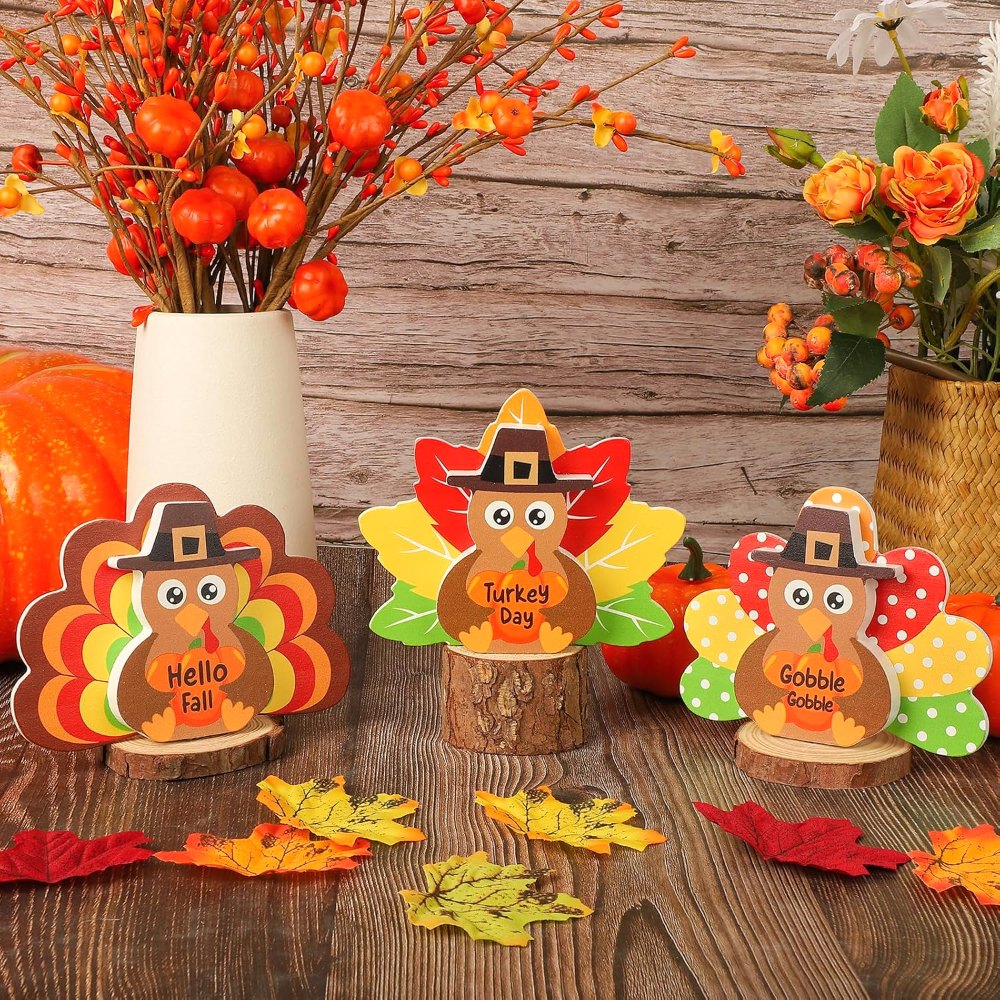 Thanksgiving Decorations for Home Turkey Wooden Block, view 4