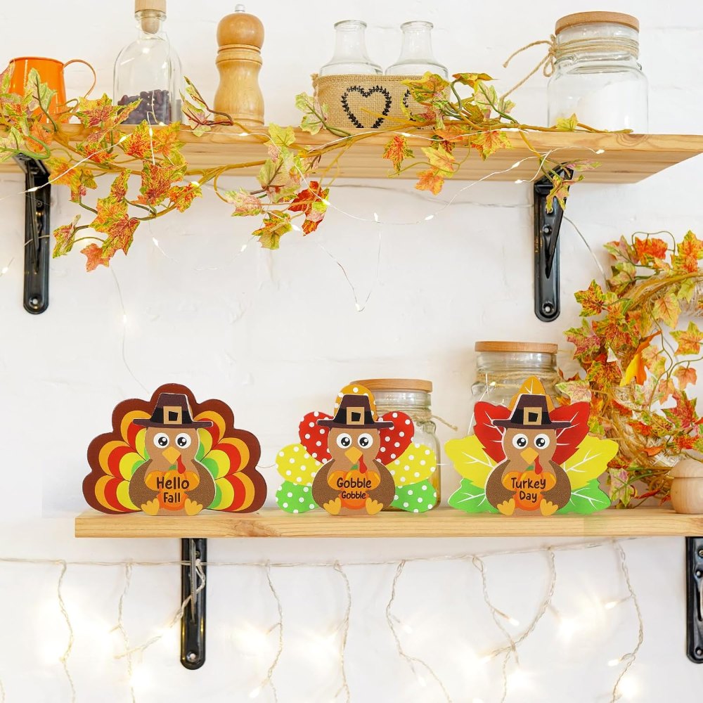 Thanksgiving Decorations for Home Turkey Wooden Block, view 7