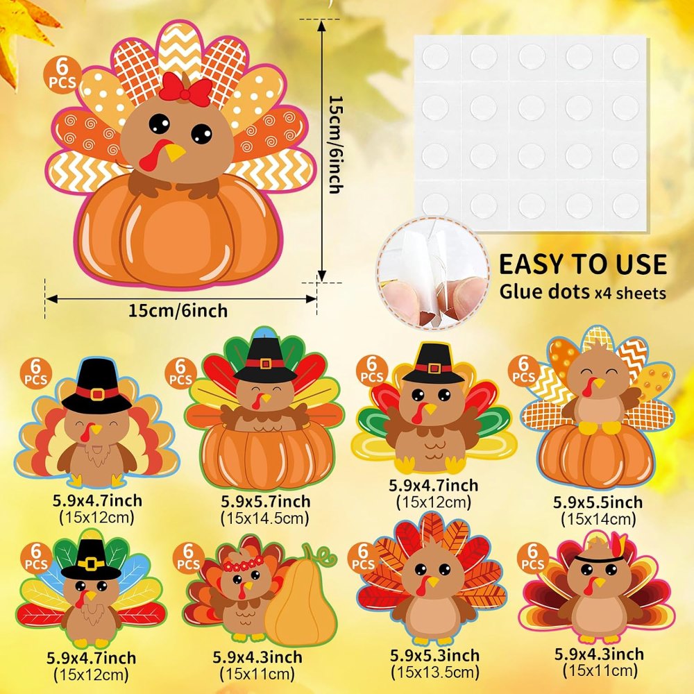 Thanksgiving Decorations Turkey Cutouts Cartoon Turkey, view 2