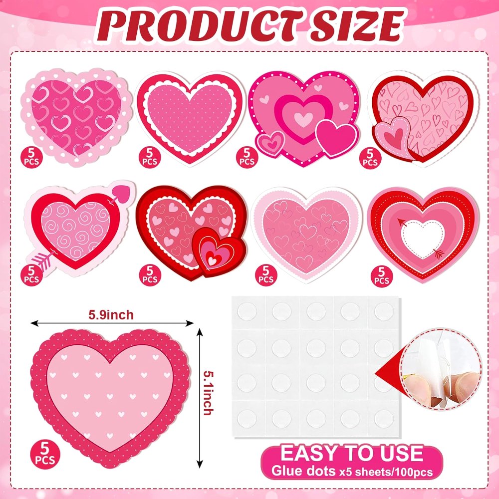 Valentine's Day Heart Cutouts Paper Hearts Cutouts, view 2