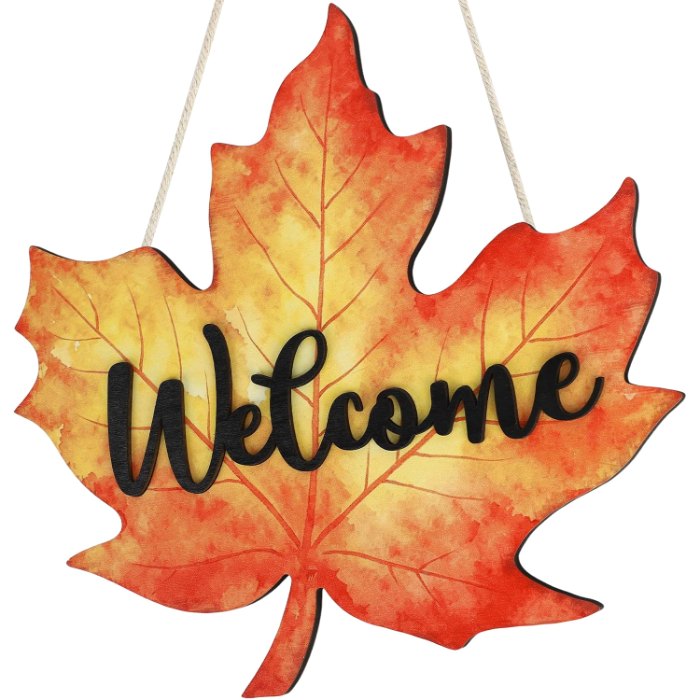Vintage Fall Leaf Door Decorations Welcome Sign