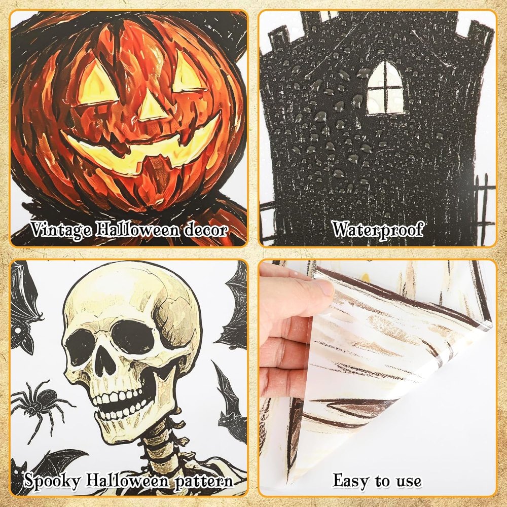 Vintage Halloween Window Clings 6 Sheets, view 3