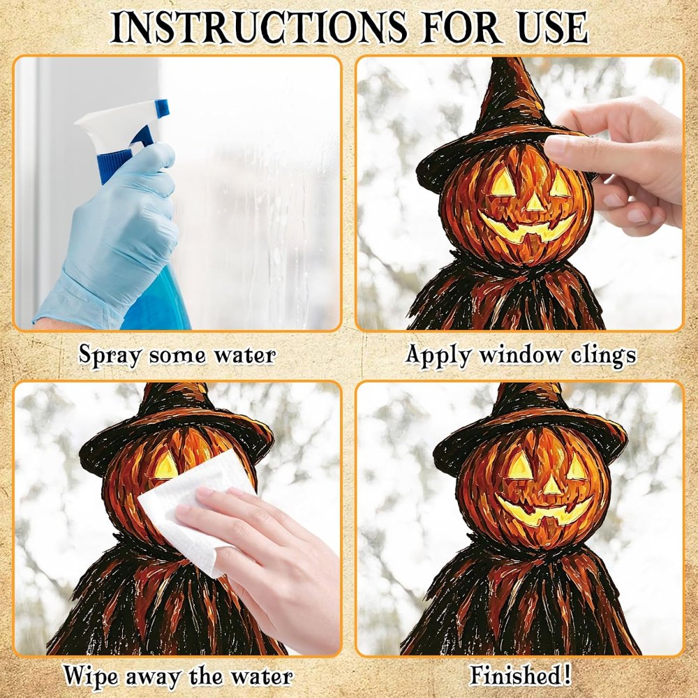 Vintage Halloween Window Clings 6 Sheets, view 5