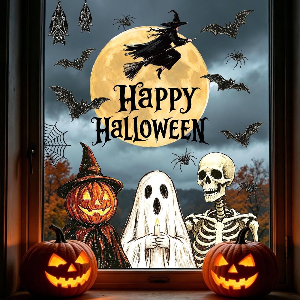 Vintage Halloween Window Clings 6 Sheets, view 6