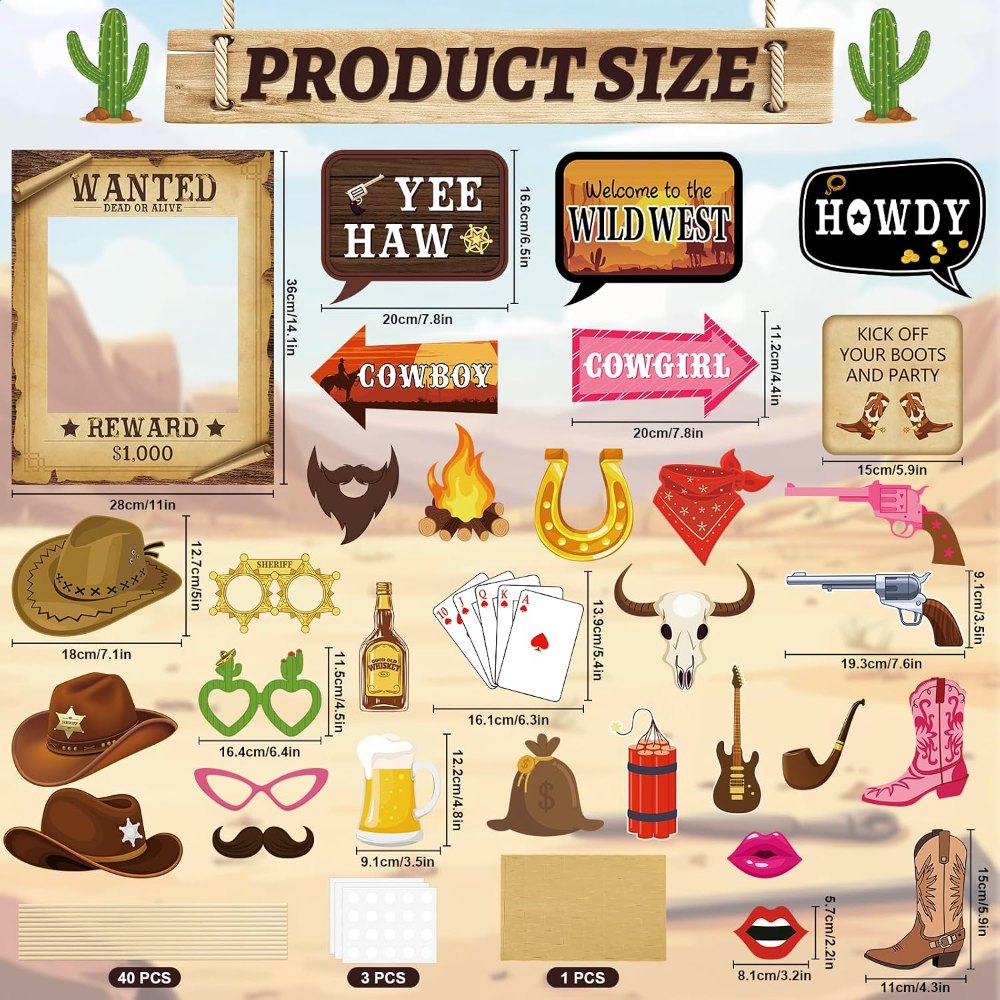 Western Photo Booth Props Wild West Party Decorations, view 2