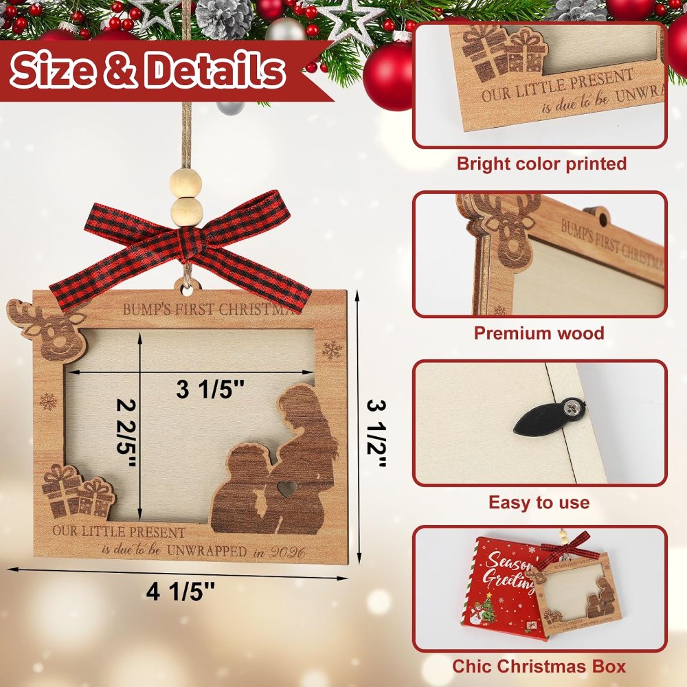 Wood Bump's First Christmas Picture Frame Pregnant Baby, view 2