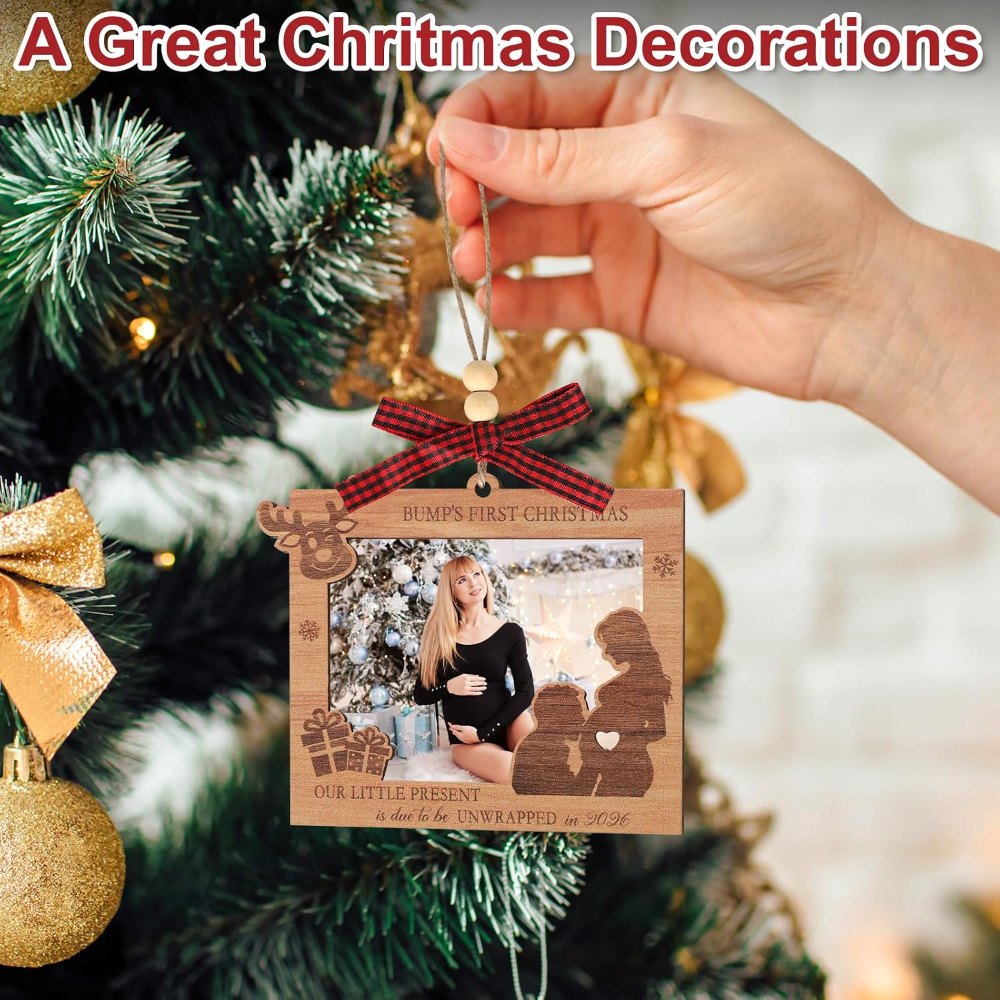 Wood Bump's First Christmas Picture Frame Pregnant Baby, view 4