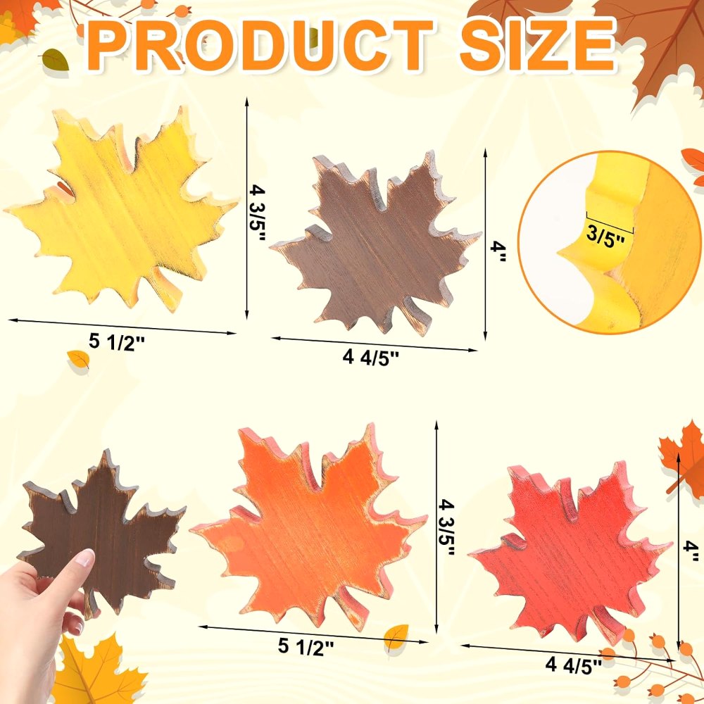 Wooden Fall Leaves Decorations for Home Office Indoor, view 2