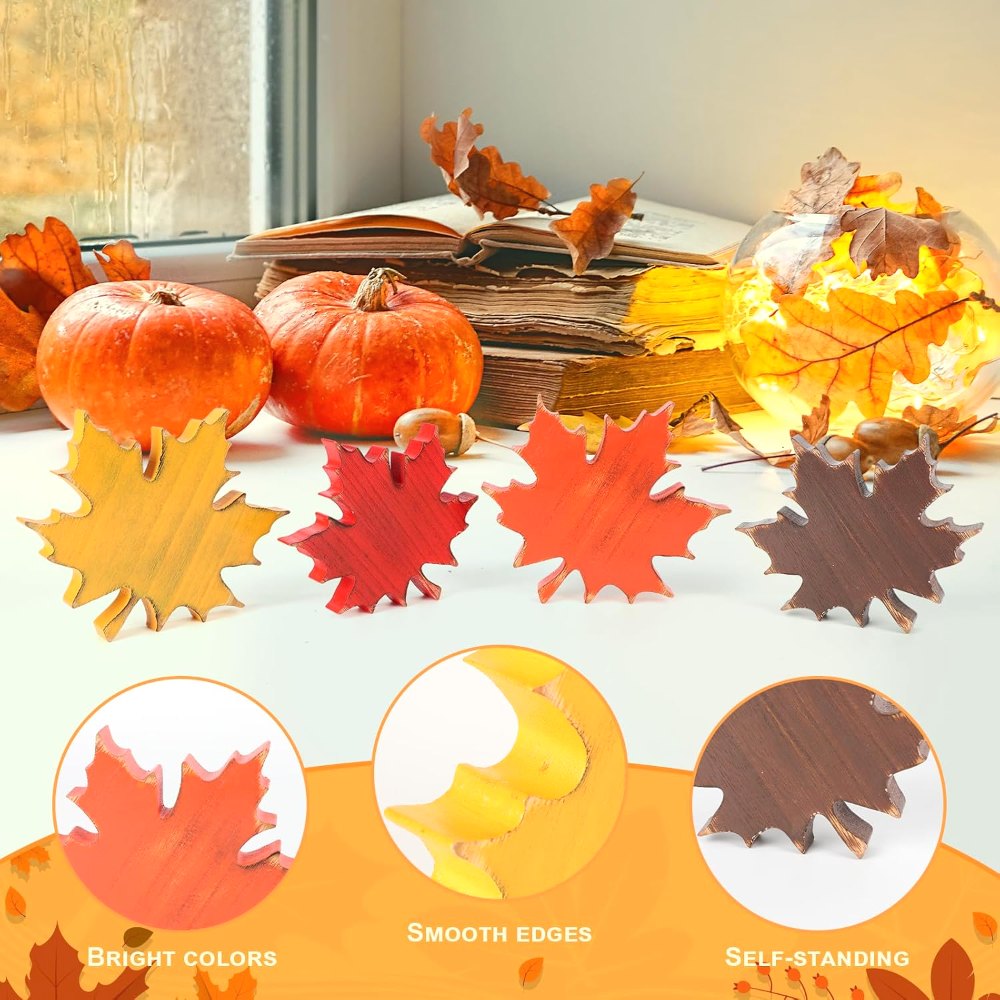 Wooden Fall Leaves Decorations for Home Office Indoor, view 3