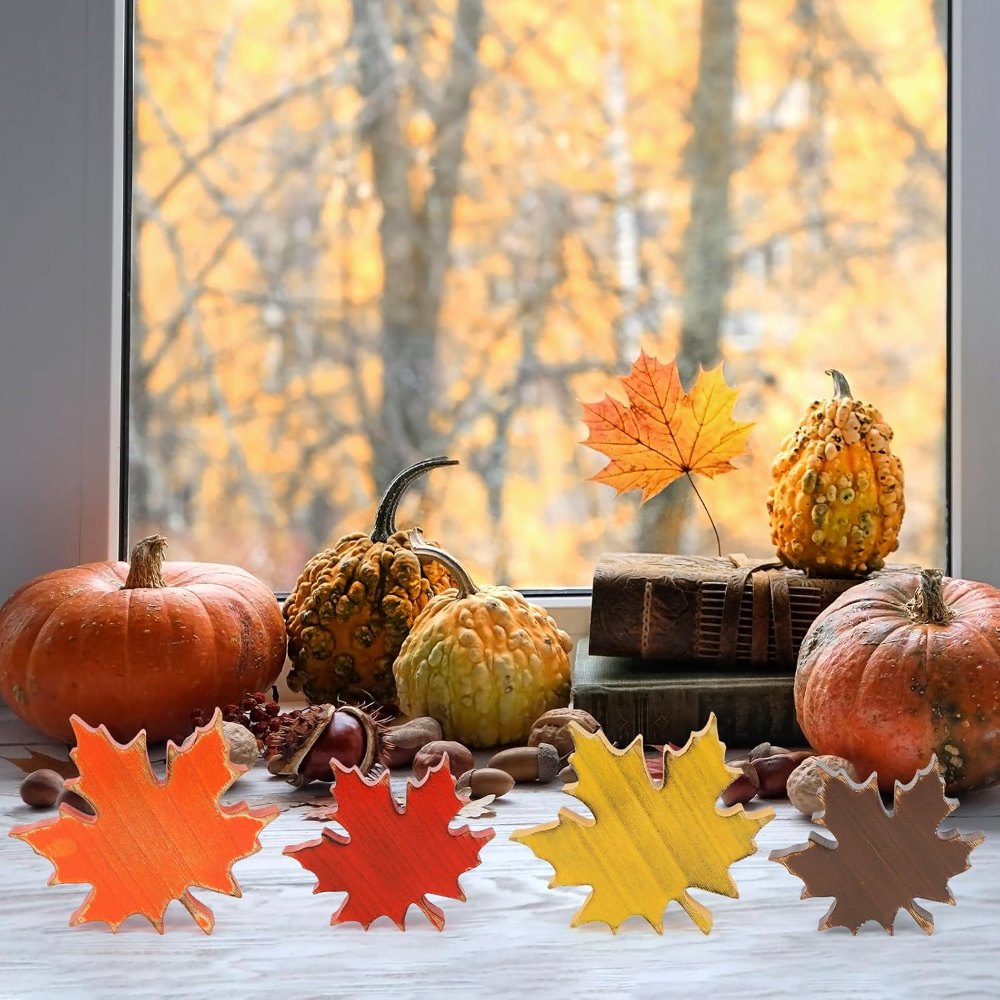 Wooden Fall Leaves Decorations for Home Office Indoor, view 6